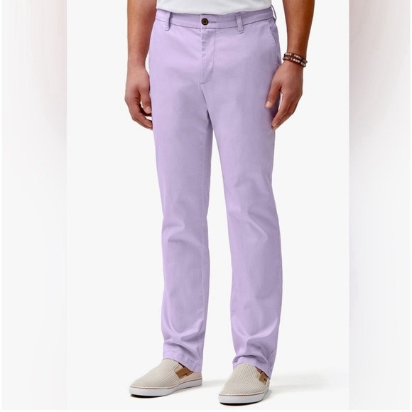 Tommy Bahama Boracay Flat Front Pants Filtered Lilac Chinos Mens 42x32 T115496 - Picture 1 of 11